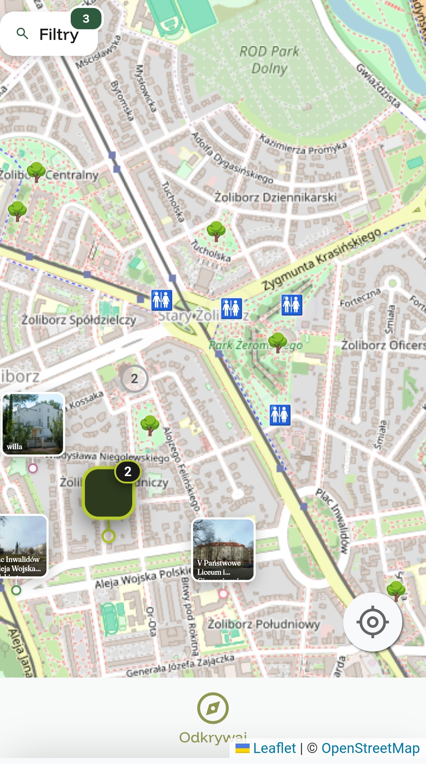 Mapa z udogodnieniami